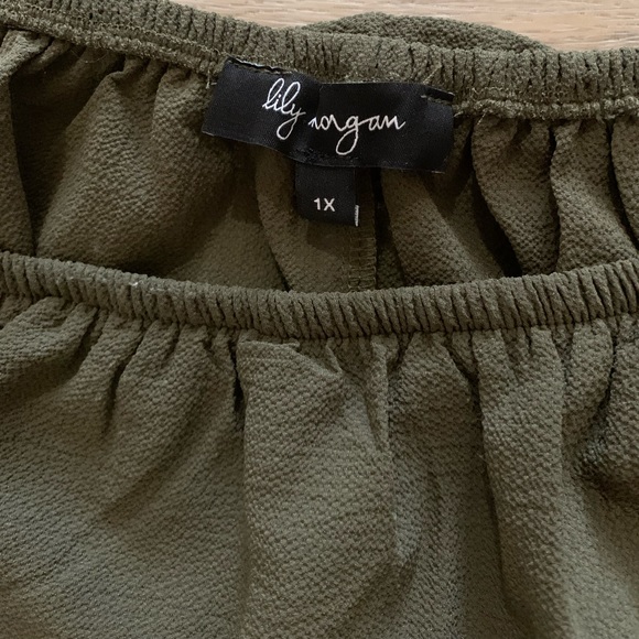 Olive Green Cold Shoulder Dress. - Picture 2 of 3